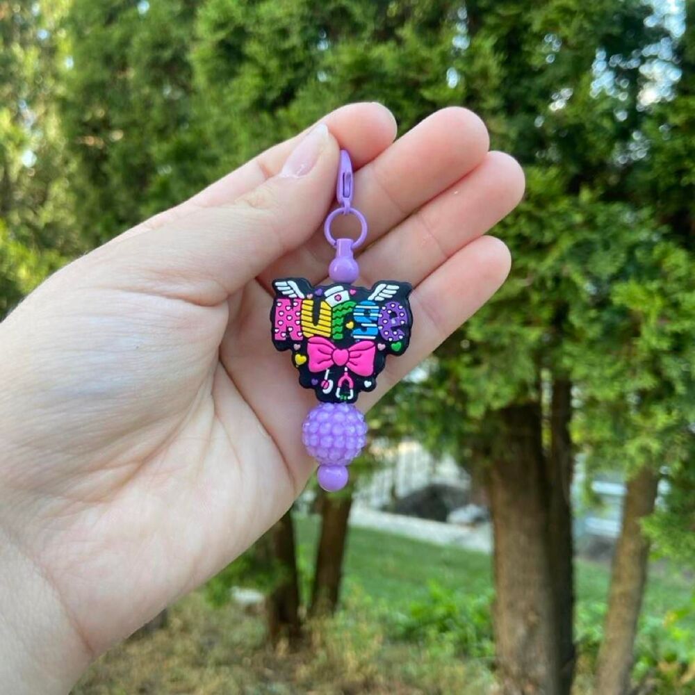 Nurse keychain with beads